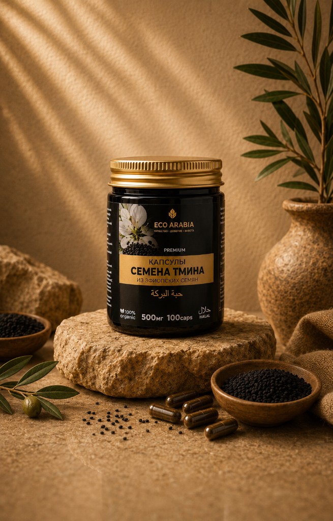 Eco Arabia black seed capsules from Ethiopian seeds